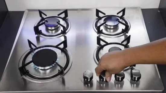 Electrodomésticos de cocina Placa de gas superior de acero inoxidable con placas de cocción de 4 quemadores